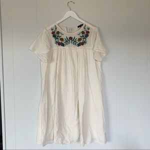 Cream Dress with Embroidered Top